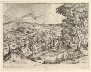 De Belgische Wagen Plaustrum Belgicum uit De Grote Landschappen, ca. 1555-56 door Johannes van Doetecum I