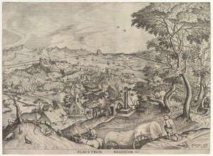 De Belgische wagen Plaustrum Belgicum uit De Grote Landschappen, ca. 1555-56