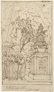 Figuren bij een grafmonument door Johannes van Dregt