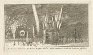 Vuurwerk bij een paviljoen
