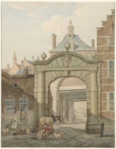 Doorkijkje door een poort te Dordrecht door Johannes van Lexmond