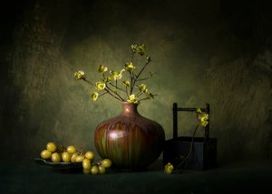 Elegant groen stilleven door John-Mei Zhong