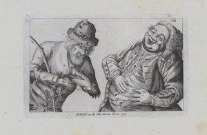 Een arme en een dikke rijke man (gravure) door John  Collier