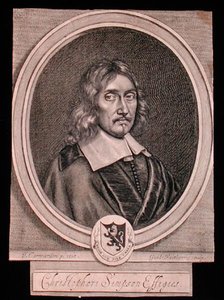 Portret van Christopher Simpson (c.1605-69) (gravure) door John (after) Carwarden