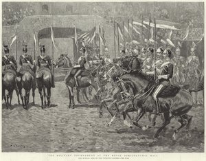 Het Militaire Toernooi in de Royal Agricultural Hall (gravure) door John (after) Charlton