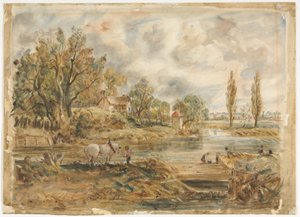 Het witte paard (aquarel) door John (after) Constable