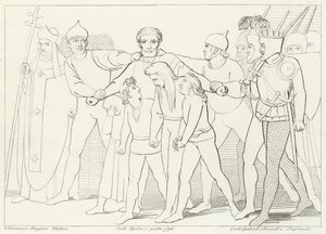Graaf Ugolino Gevangen, Inferno, Canto 33 (gravure) door John (after) Flaxman
