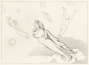 Zielen Keer Terug naar hun Sferen, Paradijs, Canto 4 (gravure) door John (after) Flaxman