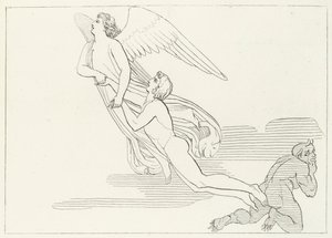 De Bevrijding van Buonaconte, Vagevuur, Canto 5 (gravure) door John (after) Flaxman