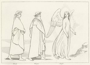 De leidende engel, Vagevuur, Canto 15 door John (after) Flaxman