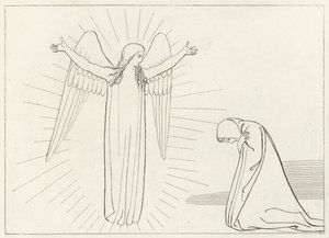 De Begroeting, Vagevuur, Canto 10 (gravure) door John (after) Flaxman