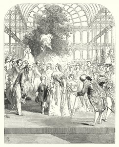 Koningin Victoria en haar kinderen bezoeken de Grote Tentoonstelling van 1851, Crystal Palace, Hyde Park, Londen door John (after) Gilbert