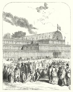 Het Crystal Palace in Hyde Park, Londen, locatie voor de Grote Tentoonstelling van 1851, ontworpen door Joseph Paxton en Charles Fox door John (after) Gilbert