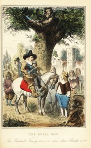 Koning Karel II verstopt zich in een eik in Boscobel Wood, na de Slag bij Worcester door John (after) Leech