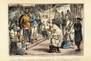 Koning Edward III van Engeland na het Beleg van Calais in 1347 door John (after) Leech