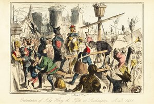 Koning Hendrik V van Engeland aan boord van de Trinity in Southampton door John (after) Leech