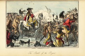 Koning Willem II steekt de rivier over bij de Slag aan de Boyne, Ierland
