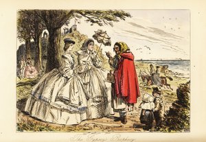 Rosa McDermott en haar moeder horen een voorspelling van een Romani waarzegster tijdens een wandeling door John (after) Leech