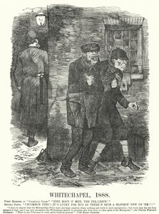 Punch cartoon: Whitechapel door John (after) Tenniel