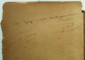 Gesigneerde opdracht door Giuseppe Verdi (1813-1901) aan Giovanni Boldini (1842-1931) door Walter Charles Mills