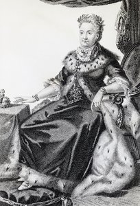 Catharina II, geboren Sophie Friederike Auguste (1729-1796), keizerin van Rusland, gravure