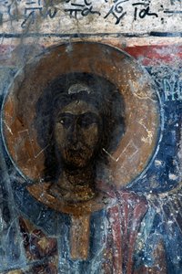 Christus, fresco in de kerk van Agia Paraskevi, Voutas, Kreta, Griekenland door Walter Charles Mills