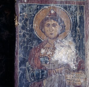 Afbeelding van heilige, fresco in kerk in Kandanos, Kreta, Griekenland door Walter Charles Mills