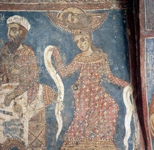 Fresco in kerk in Deliana, Kreta, Griekenland door Walter Charles Mills