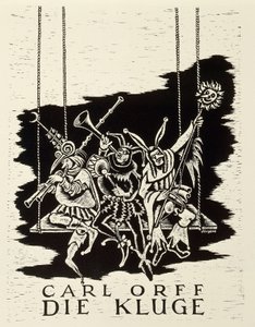 Speelbiljet voor première van Die Kluge door Carl Orff in Frankfurt door Walter Charles Mills