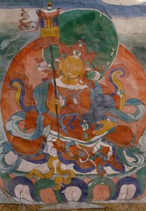 Muurschildering uit Lamaïstisch klooster van Hemis, Ladakh, India door Walter Charles Mills