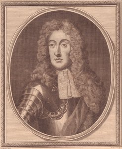 Portret van Jacobus II van Engeland (1633-1701), kopergravure door John Goldar naar schilderij van G Kneller door Walter Charles Mills