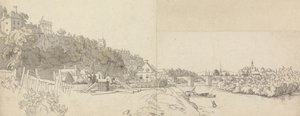 Een stad gezien vanaf de oever van een rivier door John Alexander Gresse
