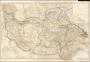 Kaart van Centraal-Azië uit 1842 door John Arrowsmith