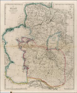 1842 kaart van de Kaspische Zee, Khivah en het omringende land door John Arrowsmith