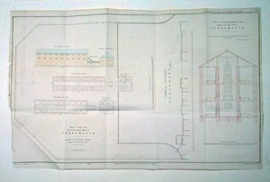 Rij van eenzame cellen opgericht in de Vrouwelijke Fabriek in Parramatta, Nieuw-Zuid-Wales door John Arrowsmith