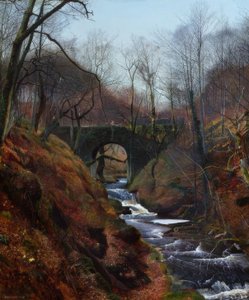 Barden, Ghyll Beck / Schilderij, 1867, door J.A. Grimshaw door John Atkinson Grimshaw