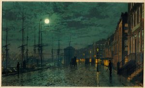 Stadsdokken bij Maanlicht door John Atkinson Grimshaw
