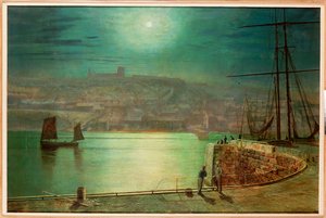 Whitby Haven bij maanlicht, 1870