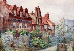 Huizen in Silver Street vanaf het kerkhof van All Saints, Newcastle upon Tyne door John Atlantic Stephenson