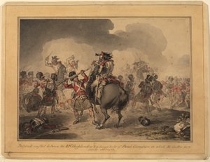 42e Hooglanders bij Waterloo, 1815 door John Augustus Atkinson