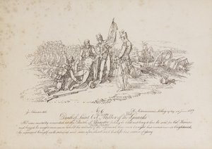 Dood van Luitenant-Kolonel William Miller van de 1e Garde bij de Slag van Quatre Bas door John Augustus Atkinson