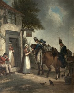 Soldaten Verfrissen Zich, c.1805 door John Augustus Atkinson