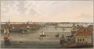 Uitzicht op de Admiraliteit, oude St. Isaacs-kathedraal, Engelse kade en Academie van Wetenschappen vanaf Vas door John Augustus Atkinson