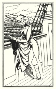 Illustratie voor Don Juan door Lord Byron: "Adieu, Adieu! Mijn geboorteland" door John Austen