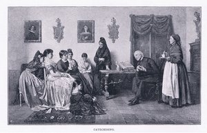 Catechisatie, uit The Magazine of Art 1893, Cassell and Company door John Bagnold Burgess