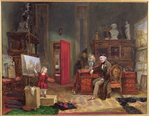 David Roberts (1796-1864) en zijn kleindochter in zijn studio, c.1866 door John Ballantyne