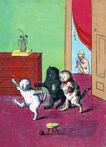 Drie kleine kittens met wanten, Illustratie uit "Drie kleine kittens" 1859