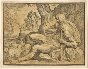 Ulysses en Polyphemus door John Baptist Jackson, after Francesco Primaticcio