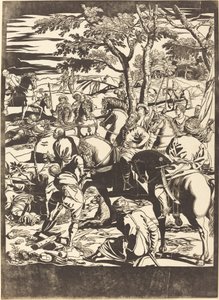 De kruisiging (rechter paneel) door John Baptist Jackson after Jacopo Tintoretto