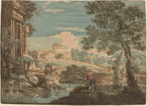 Heroïsch Landschap met Visser, Koeien en Ruiters